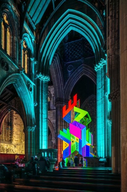 Neon sculpture in Doncaster Minster church