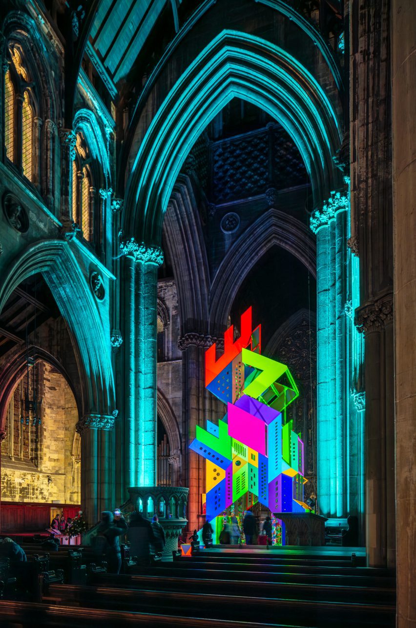 Neon sculpture in UK church