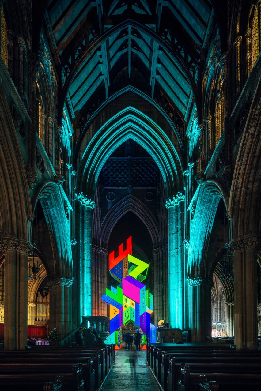 Love and Unity installation inside church