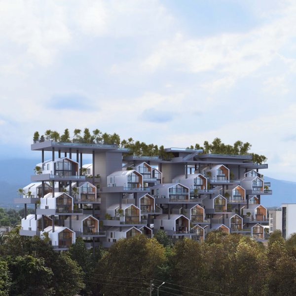Exterior visualisation of Marbella Residential Complex in Iran