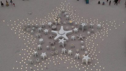 Star installation on the beach