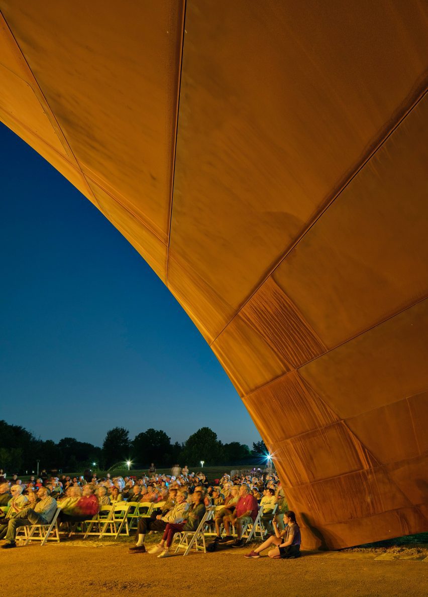 Twisting metal pavilion