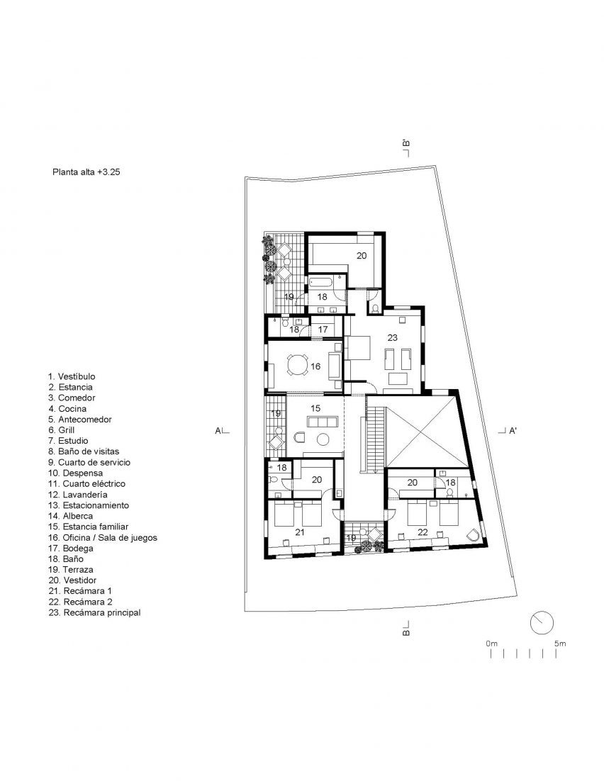 First floor plan Casa Oliva by Productora