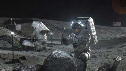 NASA astronauts on the moon