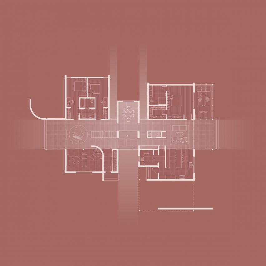 Floor plan Dogtrot House by Studio Becker Xu