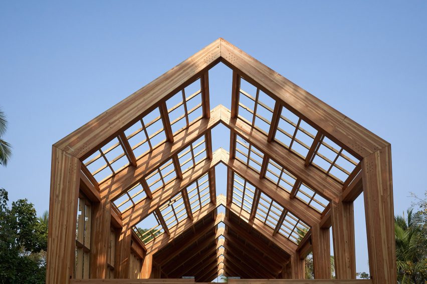 Construction images of India’s “first” mass timber residence by Architecture Discipline