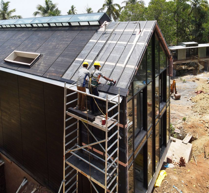 Construction images of India’s “first” mass timber residence by Architecture Discipline