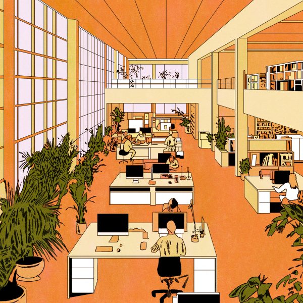 Illustration of an office by Marie Mohanna