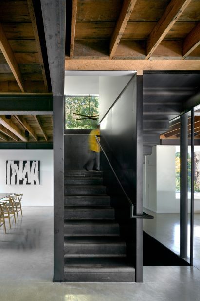 Steel staircase in home renovation