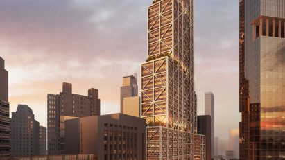 BDO Unibank tower with exoskeleton in Manila