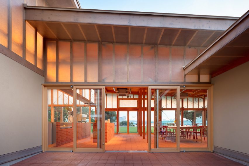 Woden facade of cafe in Tokyo