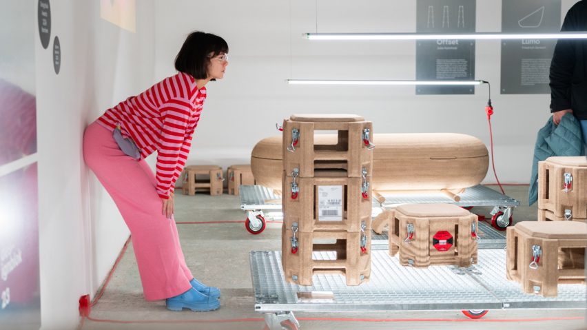 Photo of person looking at a product design exhibition