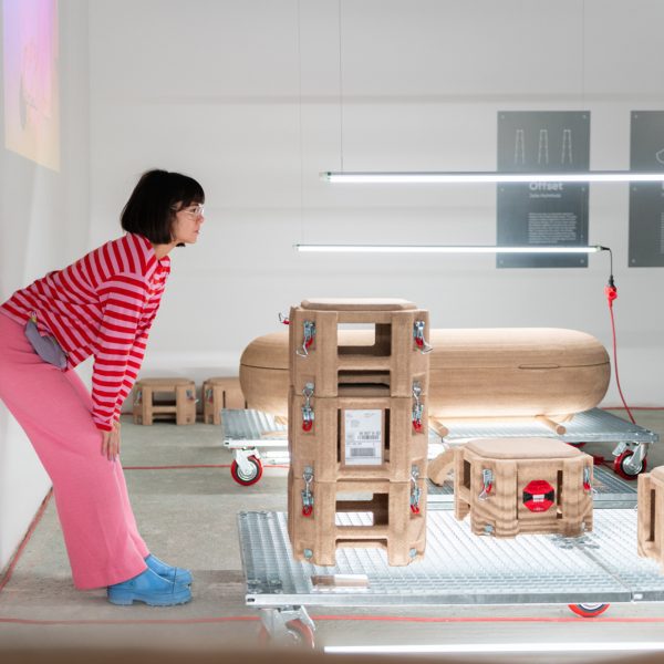 Photo of person looking at a product design exhibition