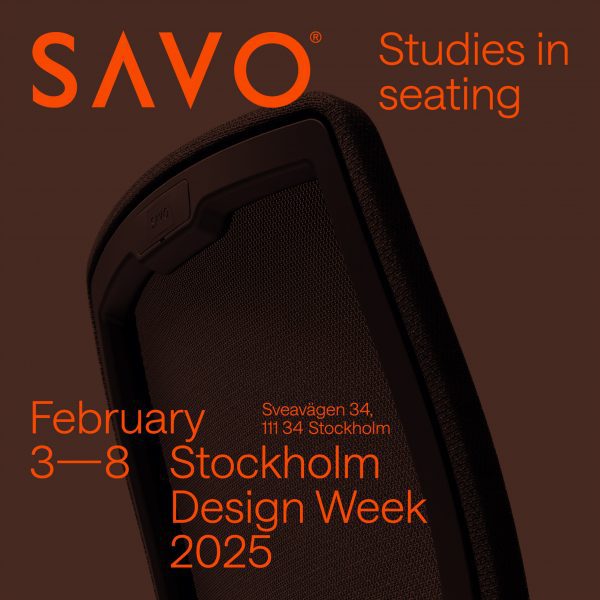 Graphic for Savo presents Studies in Seating at Stockholm Design Week 2025