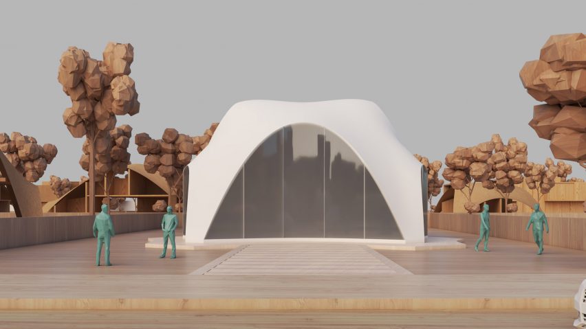 a visualisation of a white building