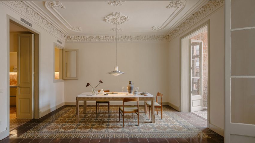 Barcelona apartment with restored mosaic floors