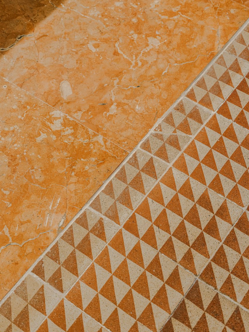 Red floor tiles