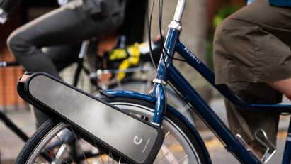 CLIP e-bike converter attached to regular bike