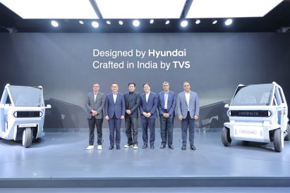Representatives of Hyundai and TVS Motor Company at the Bharat Mobility Global Expo 2025