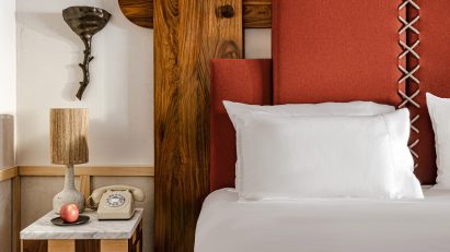 Dorothée Meilichzon designs Alpine hotel interiors with giant ski bed heads