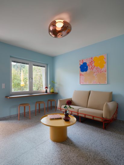 Pastel blue living room