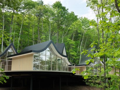 Cottages on a terrace in Japan
