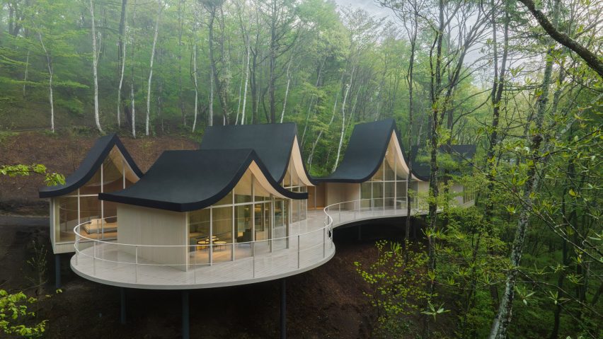 House connected by swooping roof