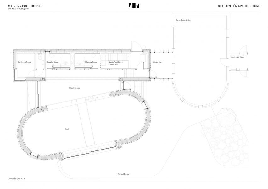 Plan of Malvern Pool House by Klas Hyllén Architecture