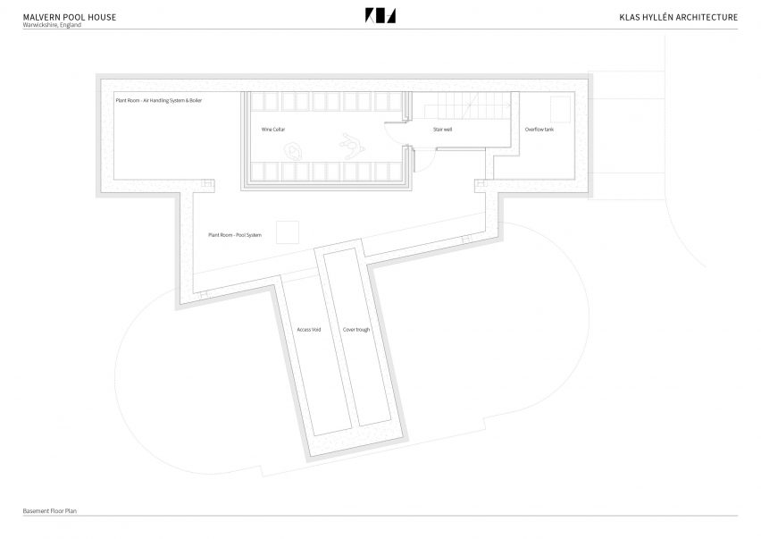 Plan of Malvern Pool House by Klas Hyllén Architecture