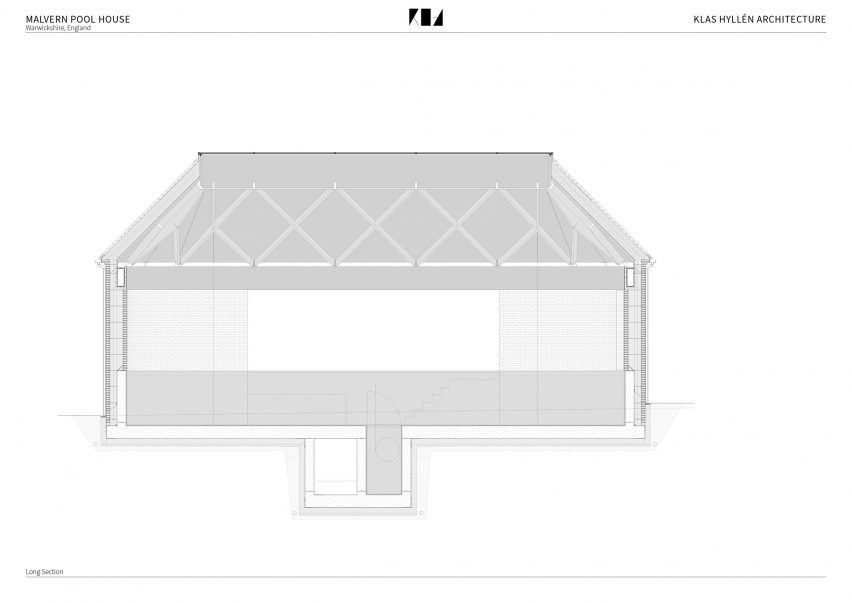 Section of Malvern Pool House by Klas Hyllén Architecture
