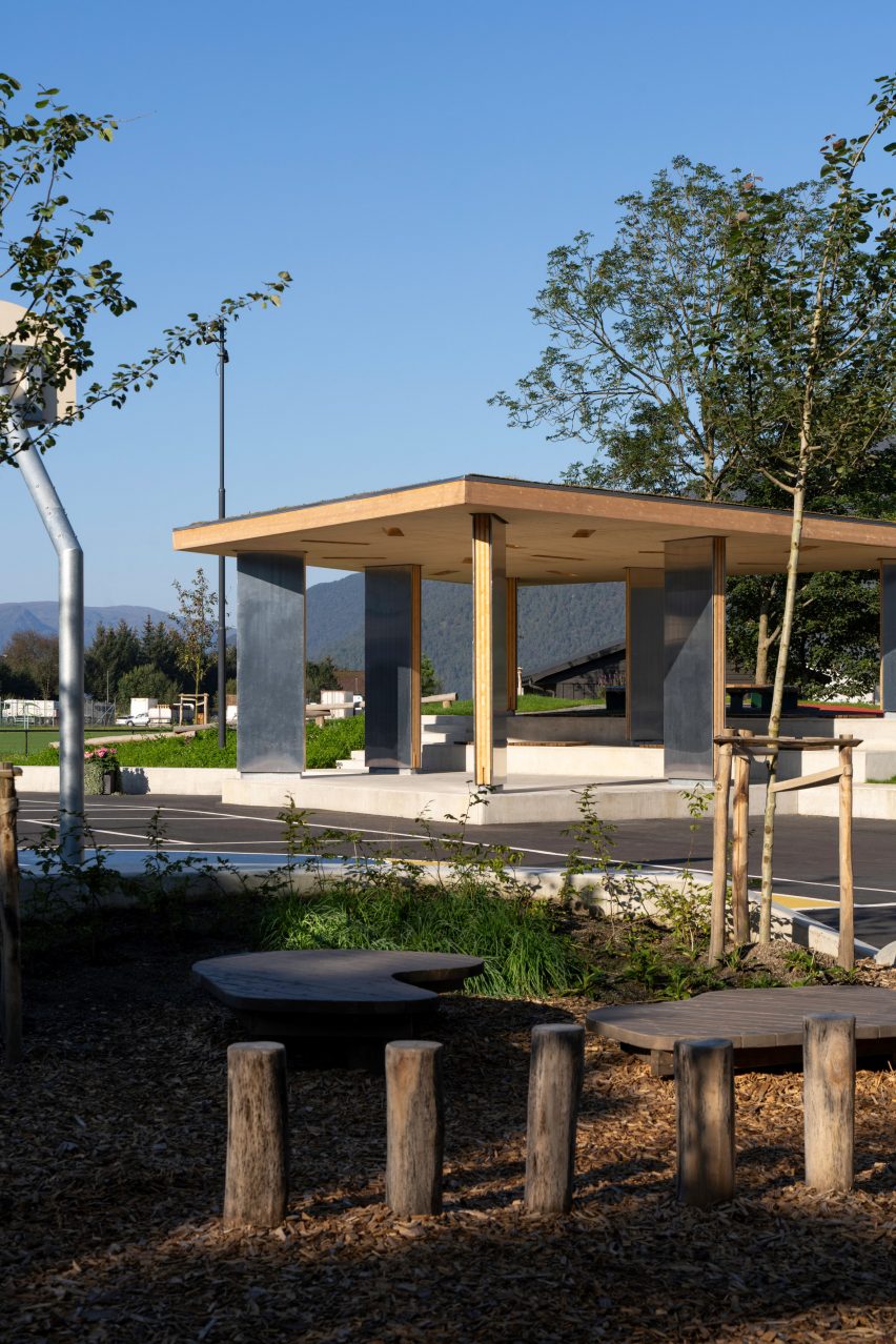 View of pavilion across different play zones