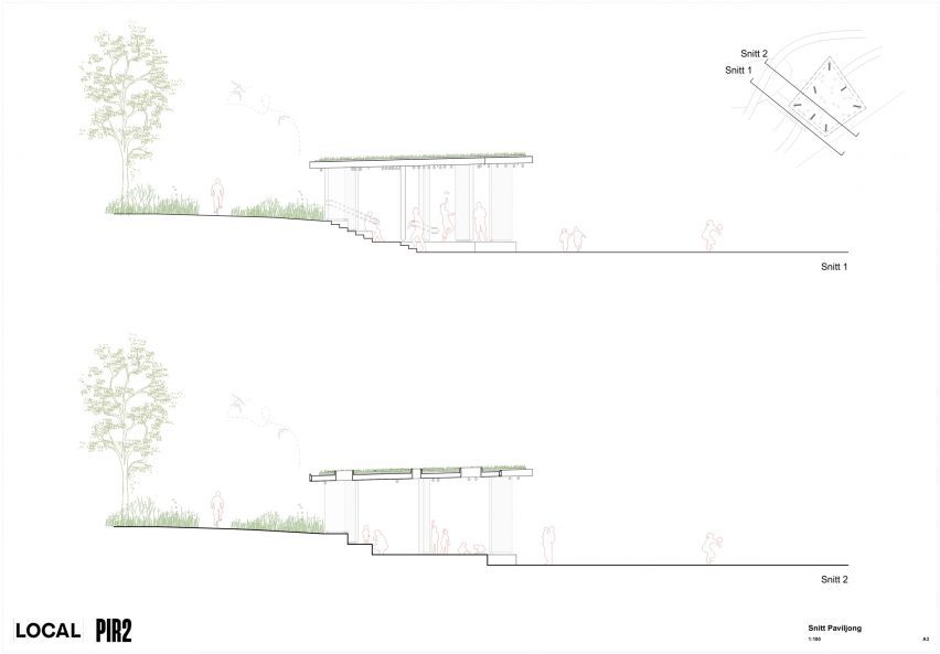 Architectural drawing of the pavilion elevation