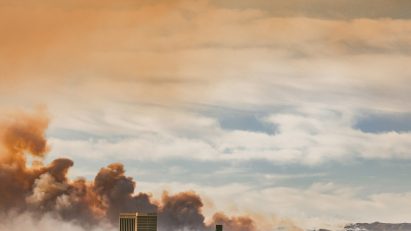 A view of the wildfire in Los Angeles taken from Koreatown