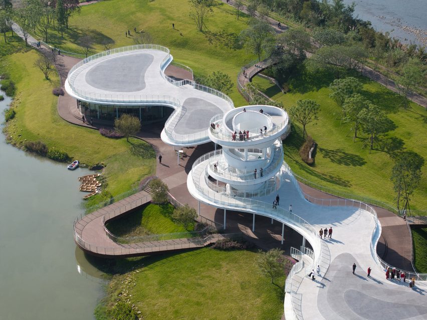 Lujiatan Wetland Park Commercial Service Center in Chengdu by Muda Architects