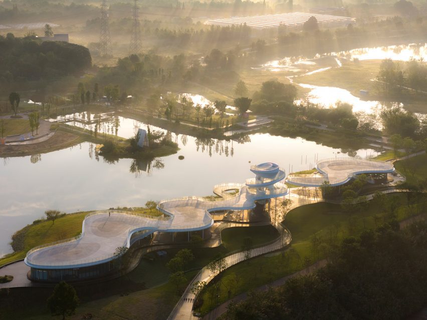 Lujiatan Wetland Park Commercial Service Center in Chengdu by Muda Architects