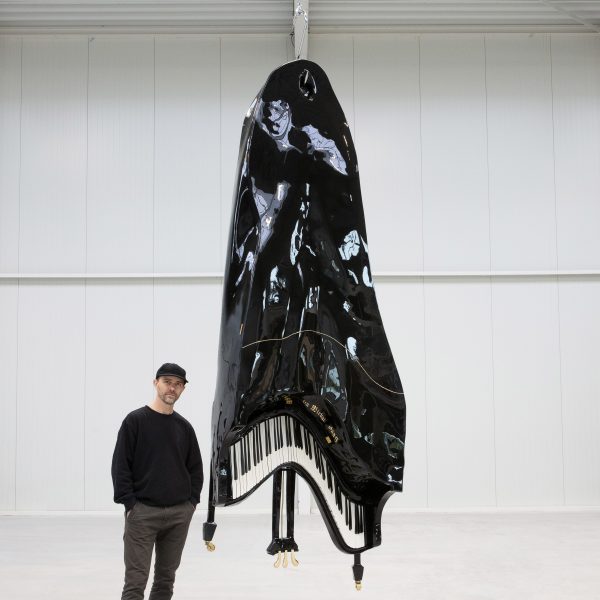 Maarten Baas with piano. Photo is by Maarten van Houten