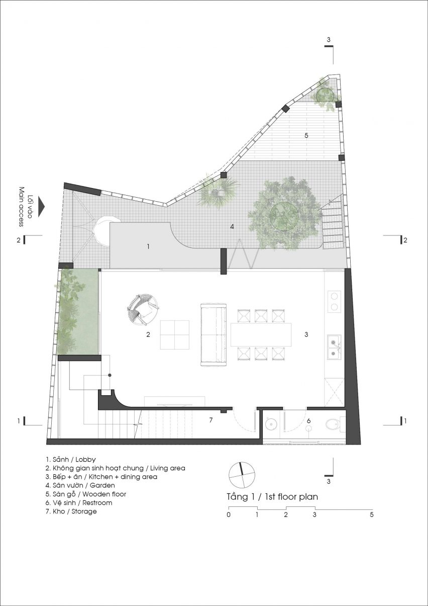 First floor plan Kho Rèn House by M+TRO Studio