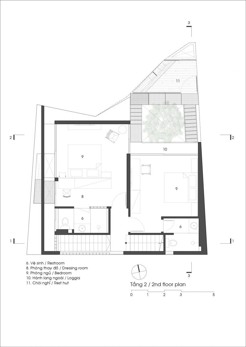 Second floor plan Kho Rèn House by M+TRO Studio