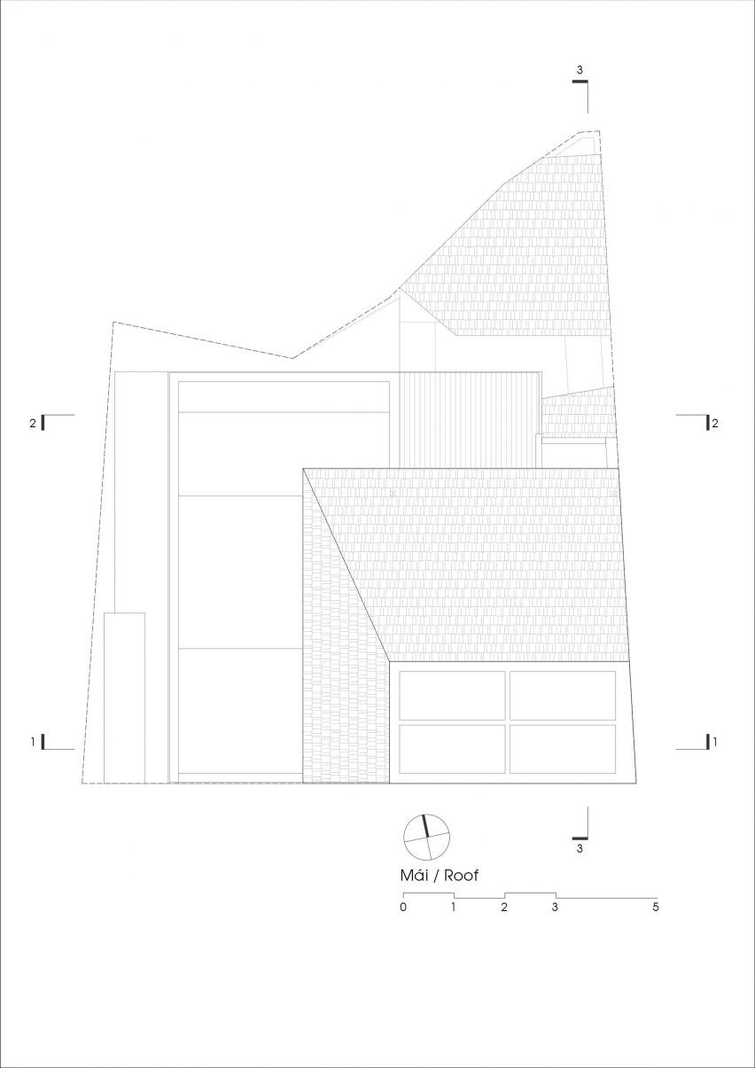 Roof plan Kho Rèn House by M+TRO Studio
