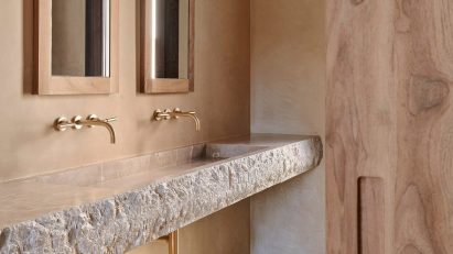 Bathroom with a stone sink