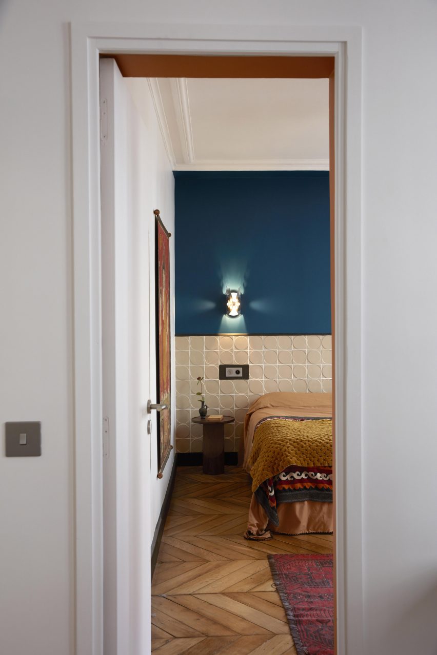 Bedroom in Paris pied-à-terre by The House Special Studio.