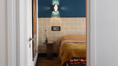 Bedroom in Paris pied-à-terre by The House Special Studio.
