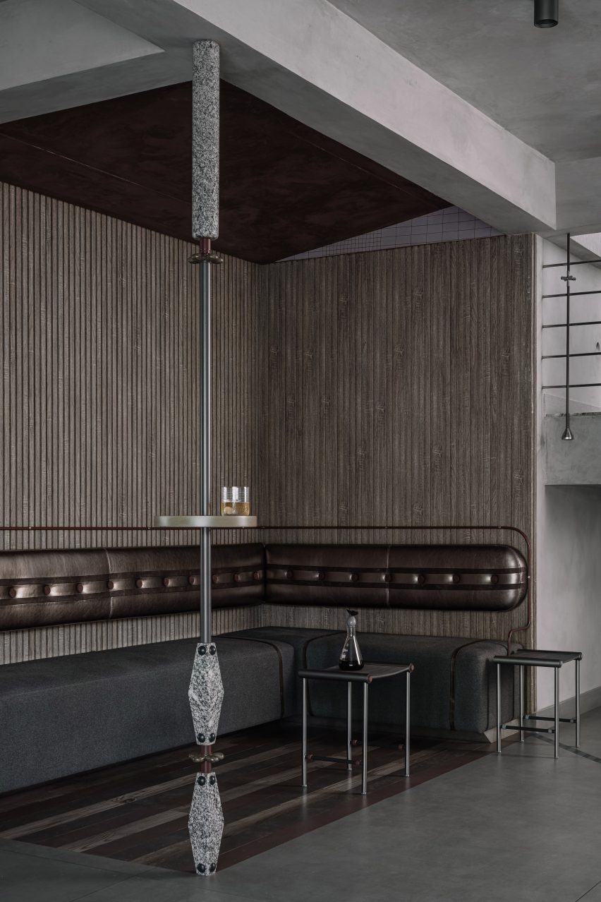 Bar seating in a Bengaluru apartment by Multitude of Sins