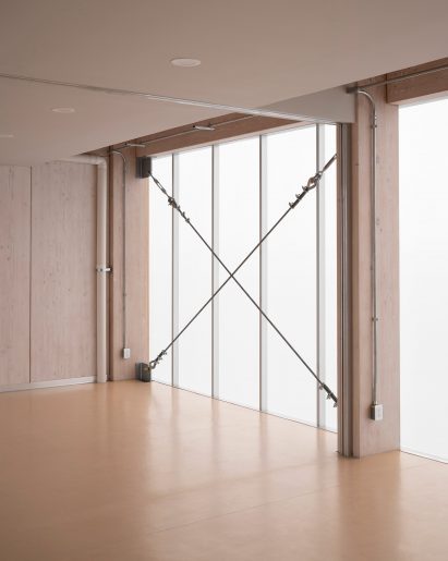 Polycarbonate panels on the exterior of a wooden structure