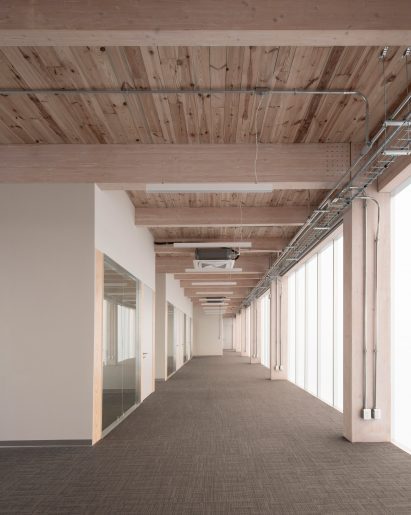 Wooden interior of an office building