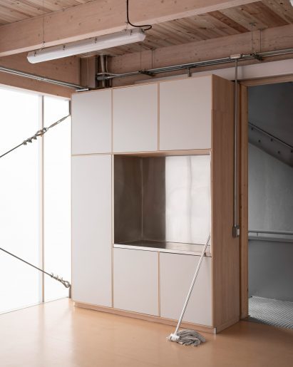 Wooden interior of Mexican office building