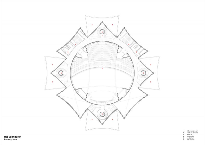 Floor plan of Raj Sabhagruh in Dharampur by Serie Architects