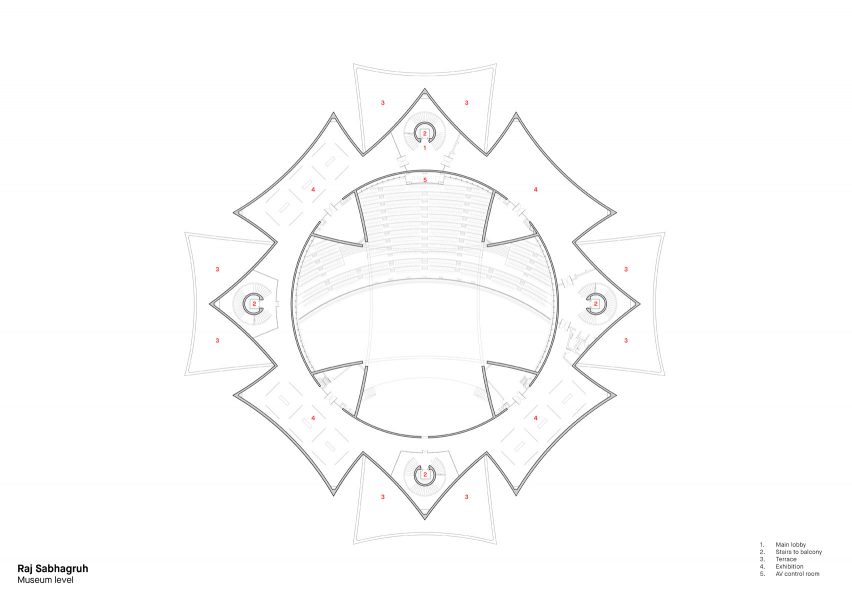 Floor plan of Raj Sabhagruh in Dharampur by Serie Architects