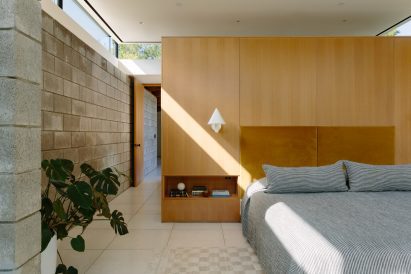 Board-formed concrete wall