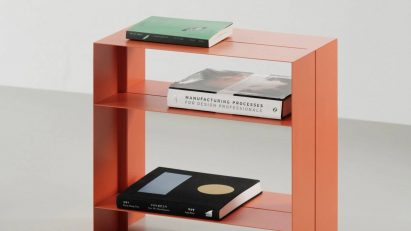 Thin furniture series orange shelving unit